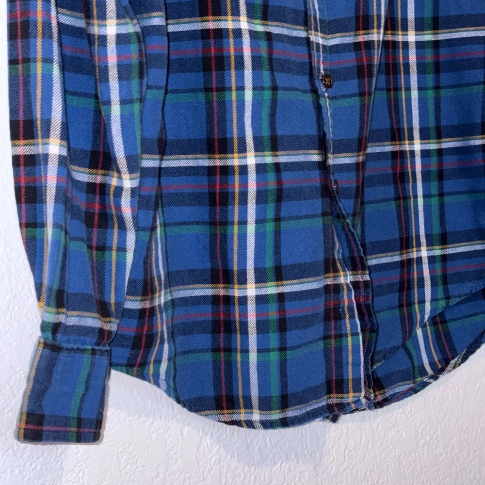 Croft & Barrow Blue Plaid Button Down Shirt Long Sleeve Size Medium Like New
